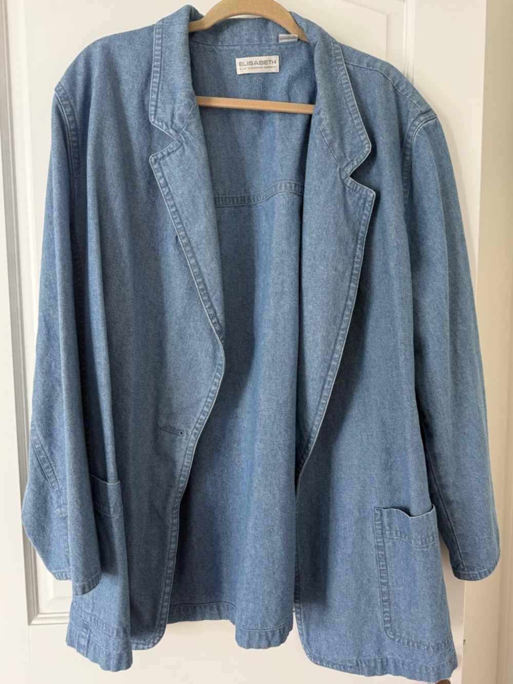 Elisabeth by Liz Claiborne Light Blue Denim Blazer Jacket Plus Size 3XL.